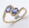 *Fine Jewelry 14K Gold, 1.87CT Tanzanite Oval And White Round Diamond Ring (Q-R19286TANWD-14KY)