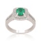 APP: 3.5k *0.72ct Emerald and 0.54ctw Diamonds 14K White Gold Ring (Vault_R7_23323)