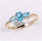*Fine Jewelry 14K Gold, 2.40CT Swiss Blue Topaz And White Round  Diamond Ring (Q-R19224SBTWD-14KY)
