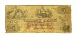 1855 The Valley Bank Of Maryland $5 Confederate Note