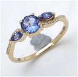 *Fine Jewelry 14K Gold, 1.95CT Tanzanite And White Round Diamond Ring (Q-R19303TANWD-14KY)