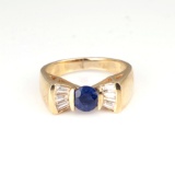 *Fine Jewelry 14 kt. Gold, New Custom Made 0.60CT Sapphire And 0.42CT Diamond One Of a Kind Ring