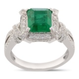 APP: 9.5k *2.01ct Emerald and 0.46ctw Diamond 18K White Gold Ring (Vault_R7_22092)