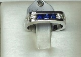 *Fine Jewelry 14 KT Gold, 0.50CT Sapphire And 0.50CT Diamond Ring (FJ F334)