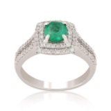 APP: 3.5k *0.72ct Emerald and 0.54ctw Diamonds 14K White Gold Ring (Vault_R7_23323)