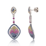APP: 5.2k *4.50ctw Multi-Color Sapphire and 0.20ctw Diamond 18K White Gold Dangle Earrings (Vault_R7