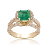 APP: 9.2k *1.86ct Emerald and 1.35ctw Diamonds 14KT Yellow Gold Ring (Vault_R7_23905)