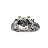 APP: 1.3k Fine Jewelry 0.50CT Round Cut Green Sapphire And Platinum Over Sterling Silver Ring
