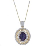 APP: 1k *Silver 11.80ct Purple Sapphire and 1.57ctw White Sapphire Pendant (Vault_R6A 41645)
