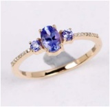 *Fine Jewelry 14K Gold, 2.00CT Tanzanite And White Round Diamond Ring (Q-R19214TANWD-14KY)