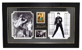 Very Rare Plate Signed Photo Of Elvis Presley With Authenic Original Swatch Of Clothing -PNR-