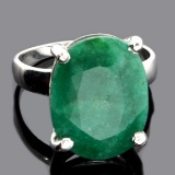 Fine Jewelry Designer Sebastian 7.60CT Oval Cut Green Beryl Emerald and Sterling Silver Ring