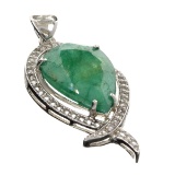 APP: 5k 9.55CT Green Beryl Emerald And Topaz Platinum Over Sterling Silver Pendant