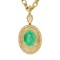 APP: 56.9k *13.54ct Emerald and 4.37ctw Diamond 14KT Yellow Gold Pendant/Necklace (Vault_R6A 7154)