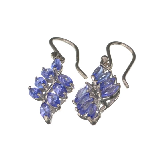APP: 2.2k Fine Jewelry 2.45CT Marquise Cut Tanzanite And Platinum Over Sterling Silver Earrings
