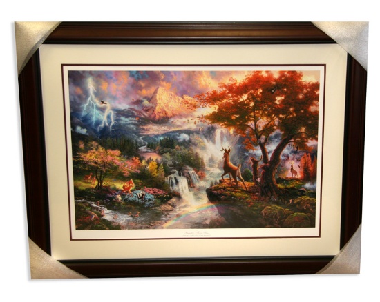 Rare Thomas Kinkade Original Ltd Edt Numbered Lithograph Plate Signed Framed 'Bambi's First Year'