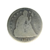 1871 Liberty Seated Silver Dollar Coin