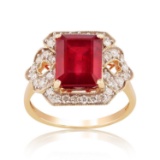 APP: 3.8k *5.60ct Ruby and 0.43ctw Diamond 14K Yellow Gold Ring (Vault_R6A 14968)