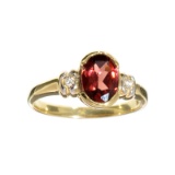 Fine Jewelry Designer Sebastian 14 KT Gold, 1.47CT Red Almandite Garnet And White Sapphire Ring