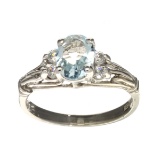 APP: 0.5k Fine Jewelry Designer Sebastian, 0.76CT Aquamarine And White Topaz Sterling Silver Ring