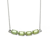 Fine Jewelry Designer Sebastian 1.76CT Oval Cut Green Peridot And Sterling Silver Pendant W Chain