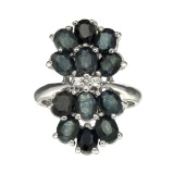 APP: 1.7k Fine Jewelry Designer Sebastian, 5.34CT Blue Sapphire And White Topaz Sterling Silver Ring
