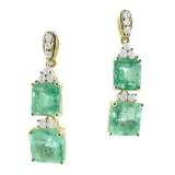 APP: 19.2k *8.69ctw Emerald and 0.50ctw Diamond 14KT Yellow Gold Earrings (Vault_R7_11066)