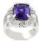 APP: 24.6k *7.92ct Tanzanite and 0.75ctw Diamond 14KT White Gold Ring (Vault_R7_4644)