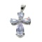 Fine Jewelry Designer Sebastian, French Cubic Zironia And Sterling Silver Cross Pendant