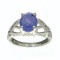 Fine Jewelry Designer Sebastian 3.42CT Oval Cut Cabochon Tanzanite And Sterling Silver Ring