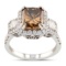 APP: 27.4k *3.09ct Fancy Brown SI2 CLARITY CENTER Diamond 18K White Gold Ring (4.04ctw Diamonds) GIA