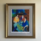 Tarkay- Framed Lithograph-Signature ''''Tea Time''''