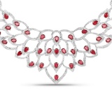 APP: 5.6k 30.6 Pear Cut Ruby and White Diamond .925 Sterling Silver Necklace -Radiant Piece! (Vault_