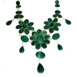 355.23CT Oval Cut Green Beryl and Sterling Silver Necklace