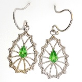 APP: 1.9k 14 KT White Gold 0.44CT Pear Cut Tsavorite Earrings