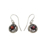 Rare Designer Sebastian Vintage, Garnet And Sterling Silver Earrings