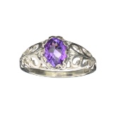 APP: 0.5k Fine Jewelry Designer Sebastian, 1.08CT Oval Cut Amethyst And Sterling Silver Ring