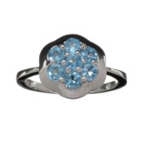 APP: 0.7k Fine Jewelry 1.00CT Round Cut Blue Topaz And Platinum Over Sterling Silver Ring