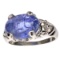 APP: 2k Fine Jewelry Designer Sebastian 9.50CT Oval Cut Cabochon Tanzanite and Sterling Silver Ring