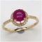 *Fine Jewelry 14K Gold, 2.03CT African Ruby Round And White Round Diamond Ring (Q-R18950AfrRWD-14KY)