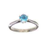 APP: 0.5k Fine Jewelry Designer Sebastian 0.68CT Round Cut Blue Topaz and Sterling Silver Ring