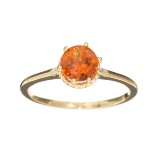 Designer Sebastian 14 KT Gold 0.84CT Round Cut Citrine and 0.01CT Round Brilliant Cut Diamond Ring