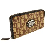 Christian Dior Choth Monogram Brown Zipper Wallet (Pre Owned)