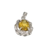 APP: 0.9k Fine Jewelry 3.00CT Oval Cut Citrine/White Sapphire And Sterling Silver Pendant
