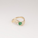 *Fine Jewelry 14 kt. Gold, New Custom Made 0.58CT Emerald And 0.35CT Diamond One Of a Kind Ring