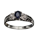Fine Jewelry Designer Sebastian 0.50CT Blue Sapphire And Topaz  Platinum Over Sterling Silver Ring