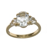 APP: 1.8k Fine Jewelry Designer Sebastian 14 KT Gold, 2.30CT Blue Aquamarine And White Sapphire Ring