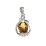 APP: 0.4k Fine Jewelry 2.50CT Citrine And White Sapphire Sterling Silver Pendant