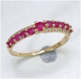 *Fine Jewelry 14K Gold, 1.81CT Ruby Round And White Round Diamond Ring (Q-R19245RWD-14KY)