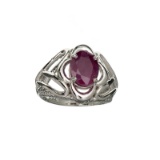 APP: 1k Fine Jewelry 2.50CT Oval Cut Dark Red Ruby And Sterling Silver Ring